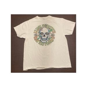 DOM Leave It Better Than You Found It Skull Daisy Graphic Tee White Shirt‎ Large